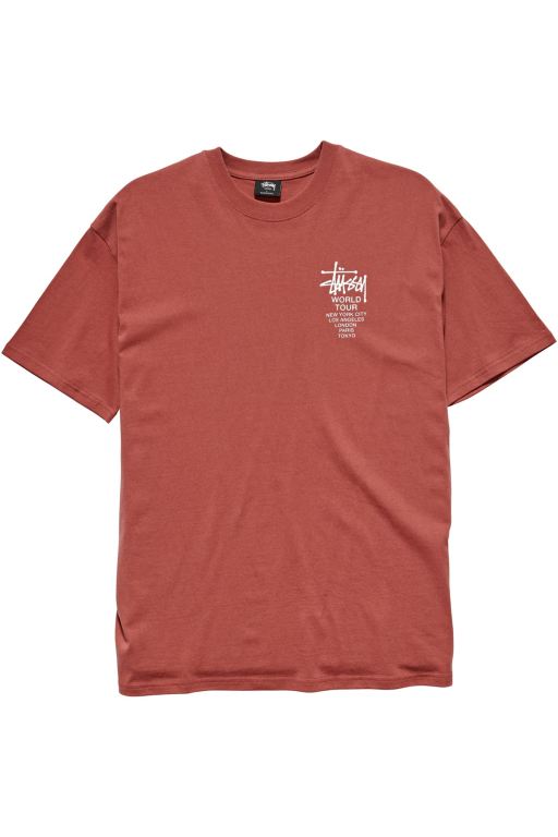 Stussy Mens World Tour SS T Shirt Red - NAQKS6759